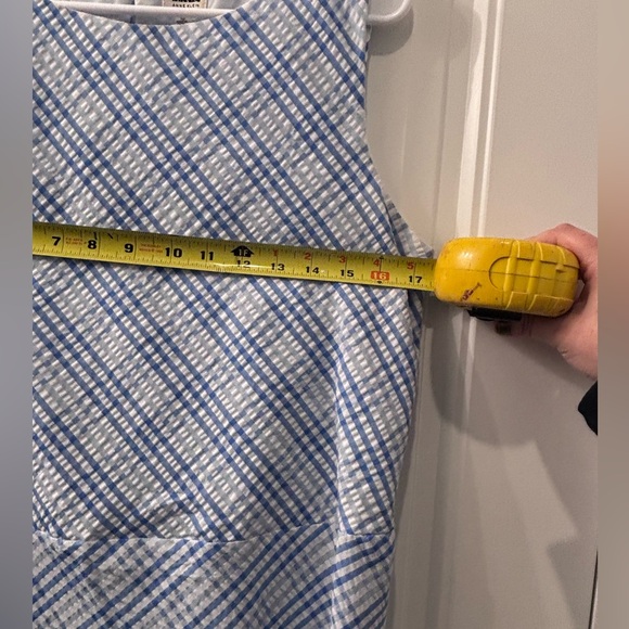 Anne Klein Asymmetrical Blue Plaid Dress - Picture 4 of 5